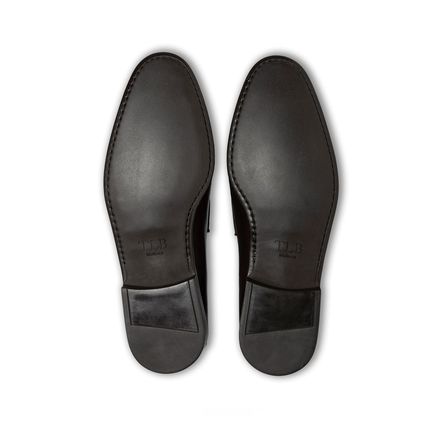 Suelas de goma marrón de los mocasines TLB Mallorca 2034 Sacchetto con detalle de marca grabado