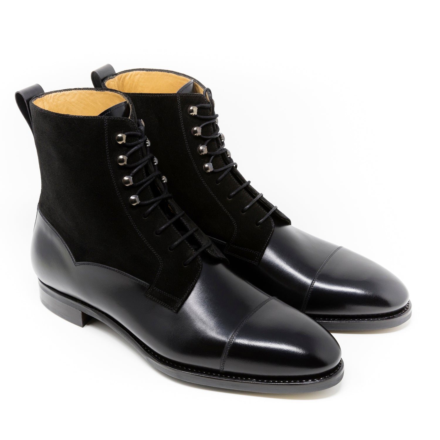 TLB Mallorca leather shoes 140 / GOYA / BOXCALF BLACK & SUEDE BLACK