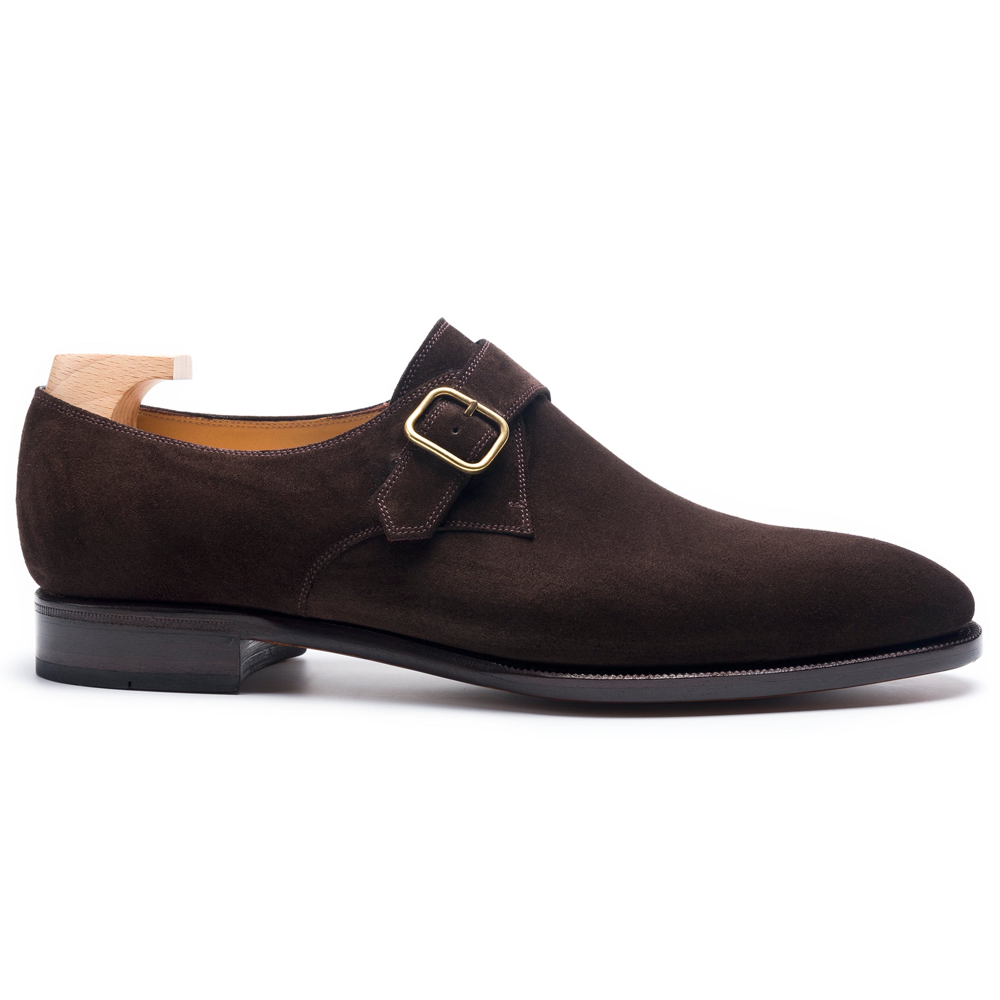 TLB Mallorca leather shoes 196 / GOYA / SUEDE BROWN / GOLD